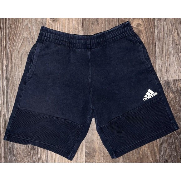 Adidas Gym Shorts Black Performance Cotton Stretch W/ Pockets Mens Small - Picture 1 of 5